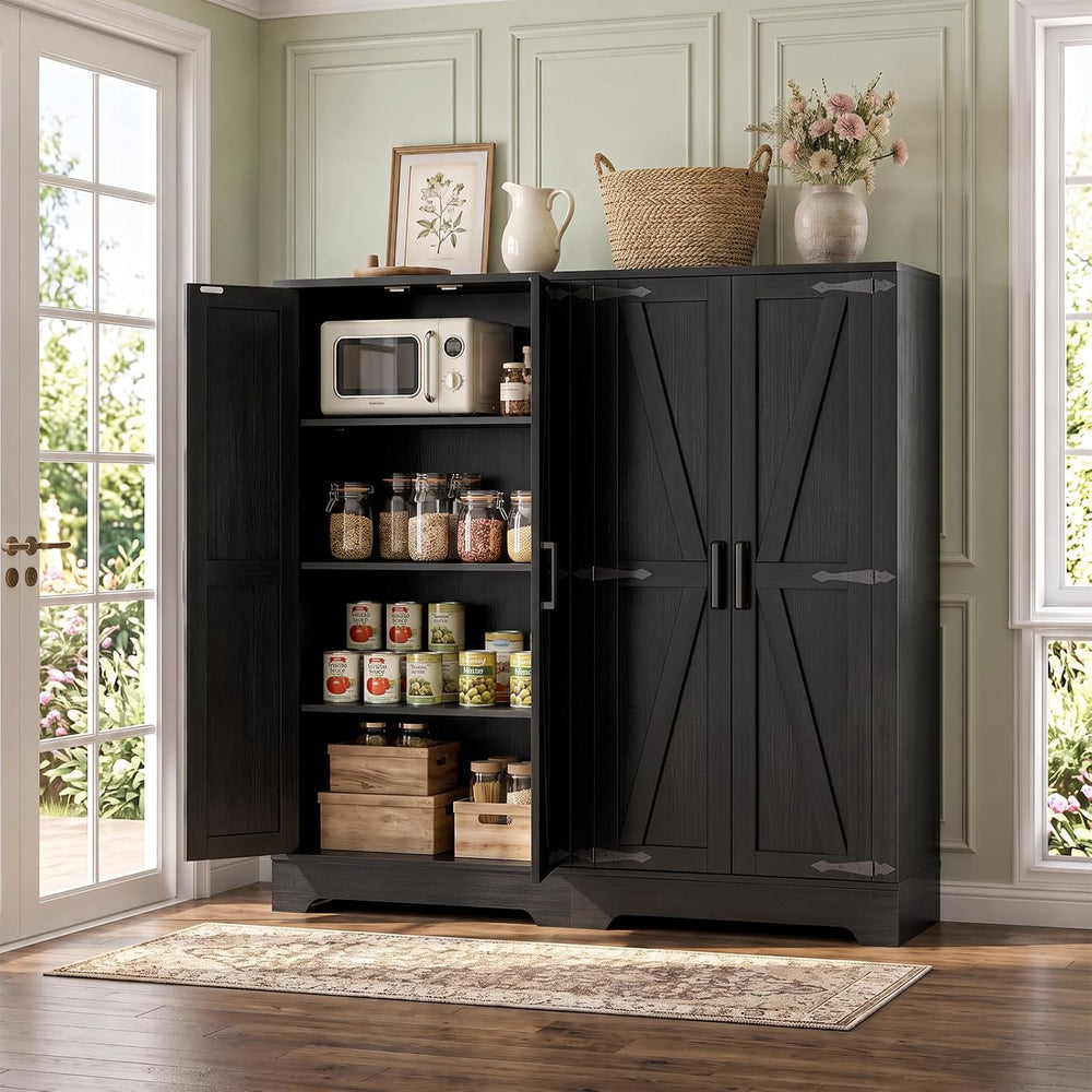 Unikito Kitchen Pantry Storage Cabinet with Adjustable Shelves, Black