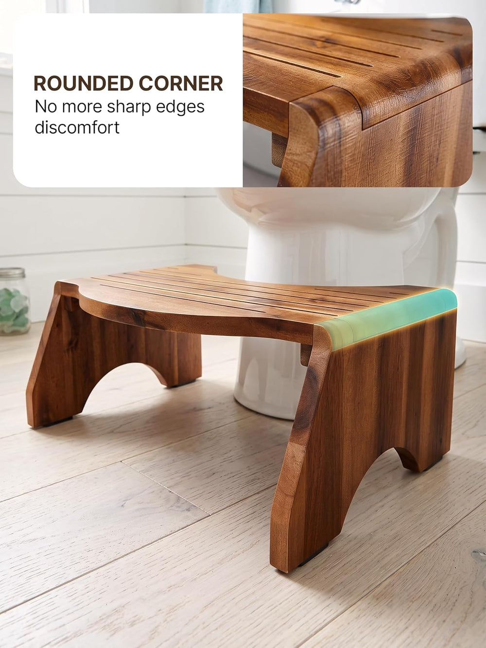 Tidita Foldable Wooden Toilet Stool Squat Adult, 7” Height, Sturdy Stool