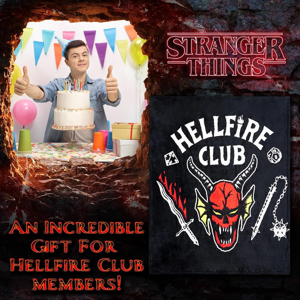 Stranger Things Blanket Throw Bedroom Accessories Fleece Blanket, Hellfire Cl...