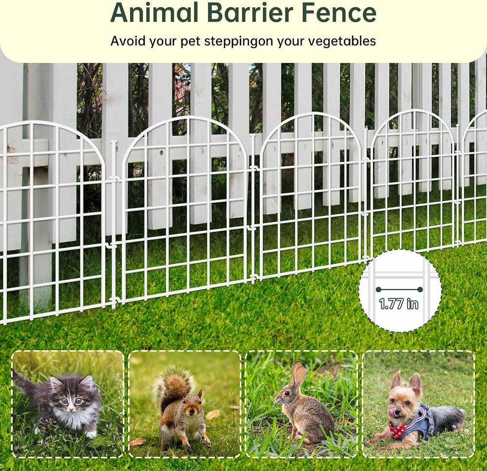13.8ft(L) x 17in(H) Panels Garden Fence, 12 Panels Arched No Dig Fence, Decor...