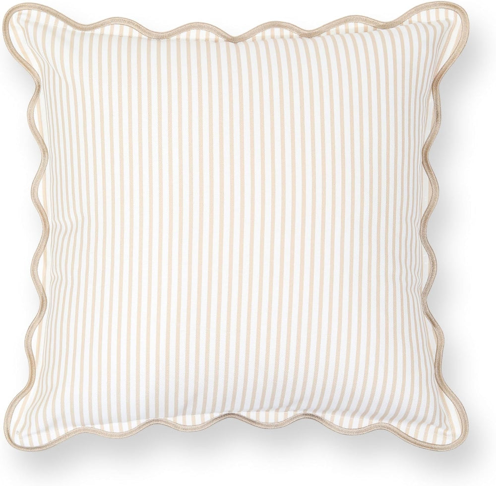 Hofdeco Premium Coastal Patio Indoor Outdoor Scalloped Throw Pillow Cover Onl...