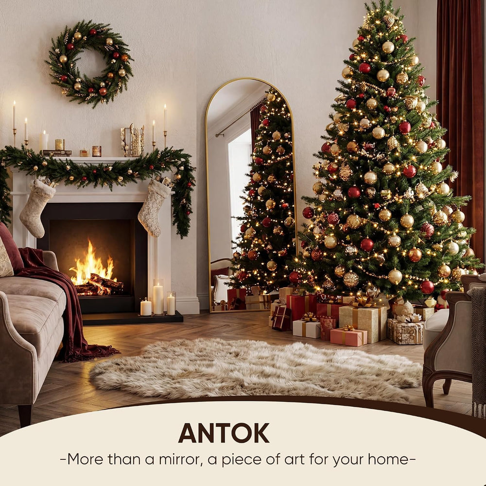 Antok 56" x14” Arched Full Length Mirror, Floor Mirror with Stand,Gold