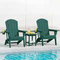 Adirondack Chair Set of 2 with Cup Holders&Table, Green
