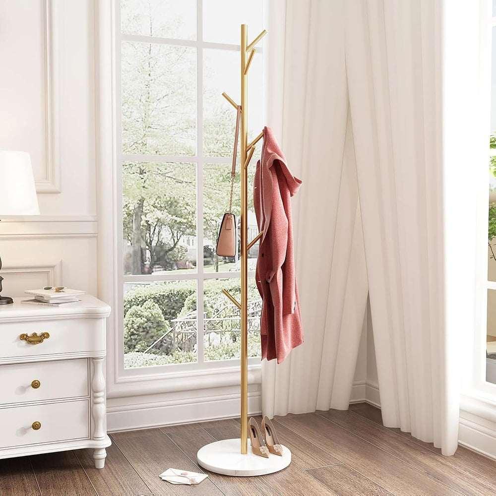 Gold Coat Racks with 8 Hooks, Branches Coat Tree Entryway, Freestanding