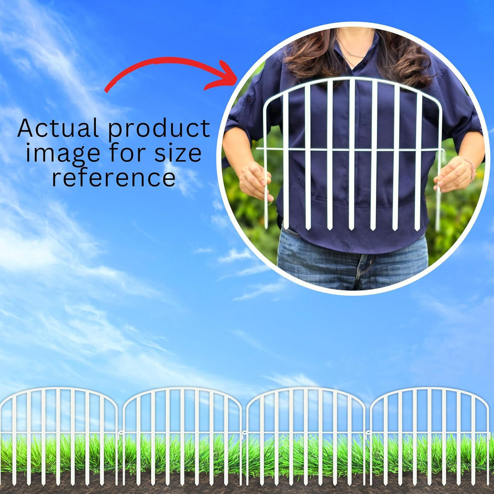 ShopLaLa Decorative Fence (10 Panels) 13in(L) x 16.5in(H) Rustproof White Met...