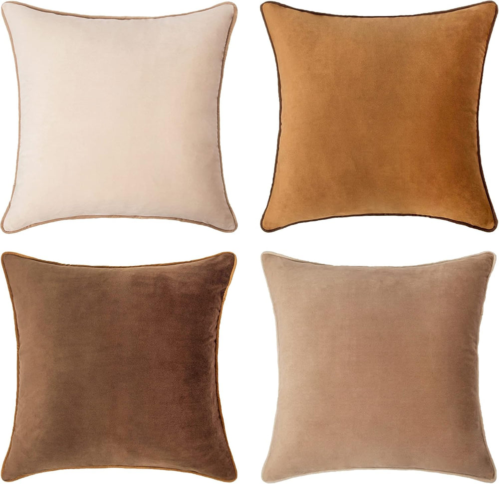 MONDAY MOOSE Decorative Throw Pillow Covers Cushion Cases, Set of 4 Soft Velv...