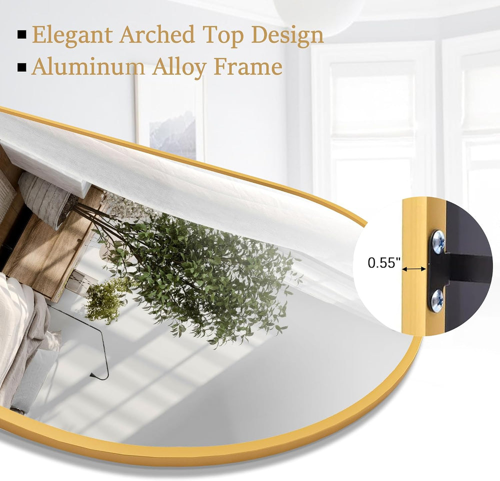 Rowjut Arched Full Length Mirror, 71"x26" Freestanding Floor Mirror...