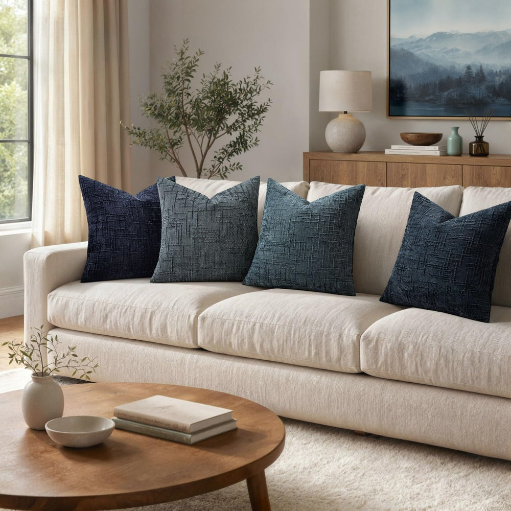 MIULEE Texture Chenille Decorative Throw Pillow Covers Coastal Blue 18x18