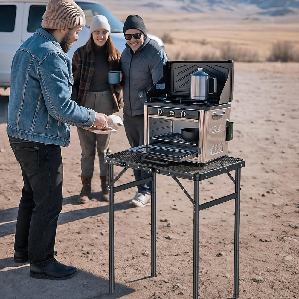 Folding Camping Table, 22.8"x15.7" Picnic Table, 3 Adjustable Height