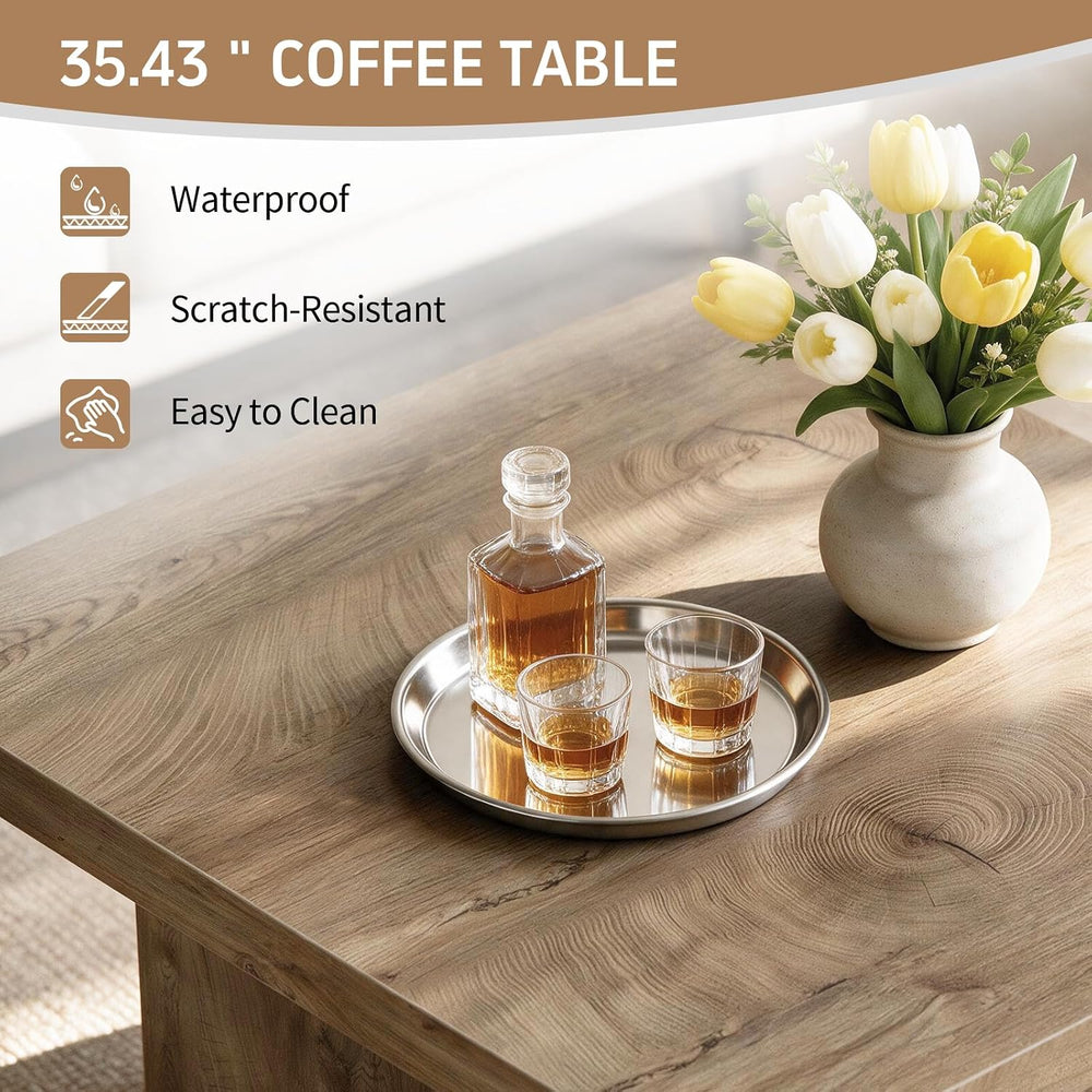 Square Coffee Table,Wooden Living Room Table,Center Table with a Large Tablet...