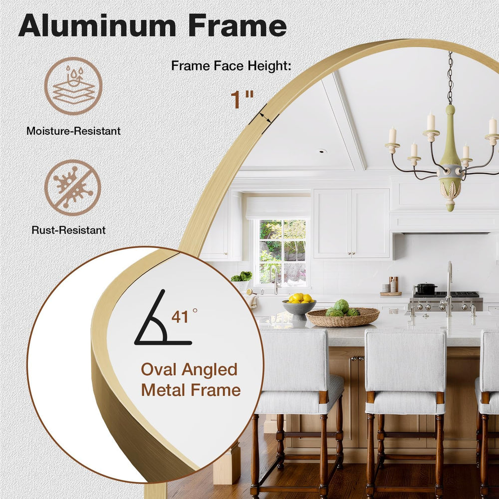 20"x30" Brushed Gold Oval Bathroom Mirror for Over Sink, Vanity Mirror