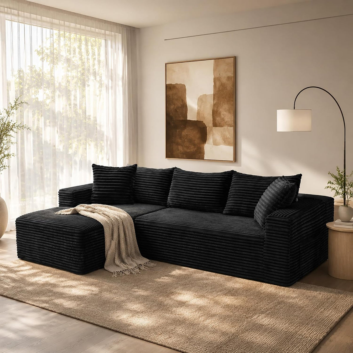 96" Cloud Boneless Sectional Couches with Chaise for Living Room