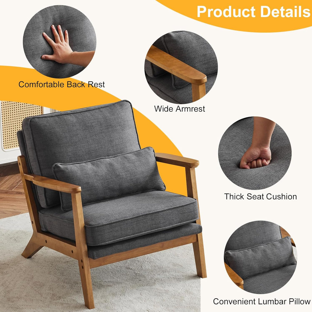 Karl home Mid-Century Lounge Accent Chair, Gray
