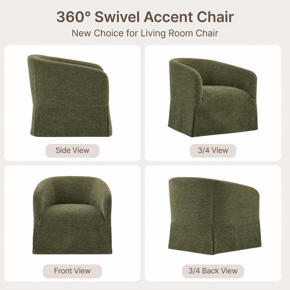 KISLOT Modern Swivel Accent Chair, Barrel Chair, Green