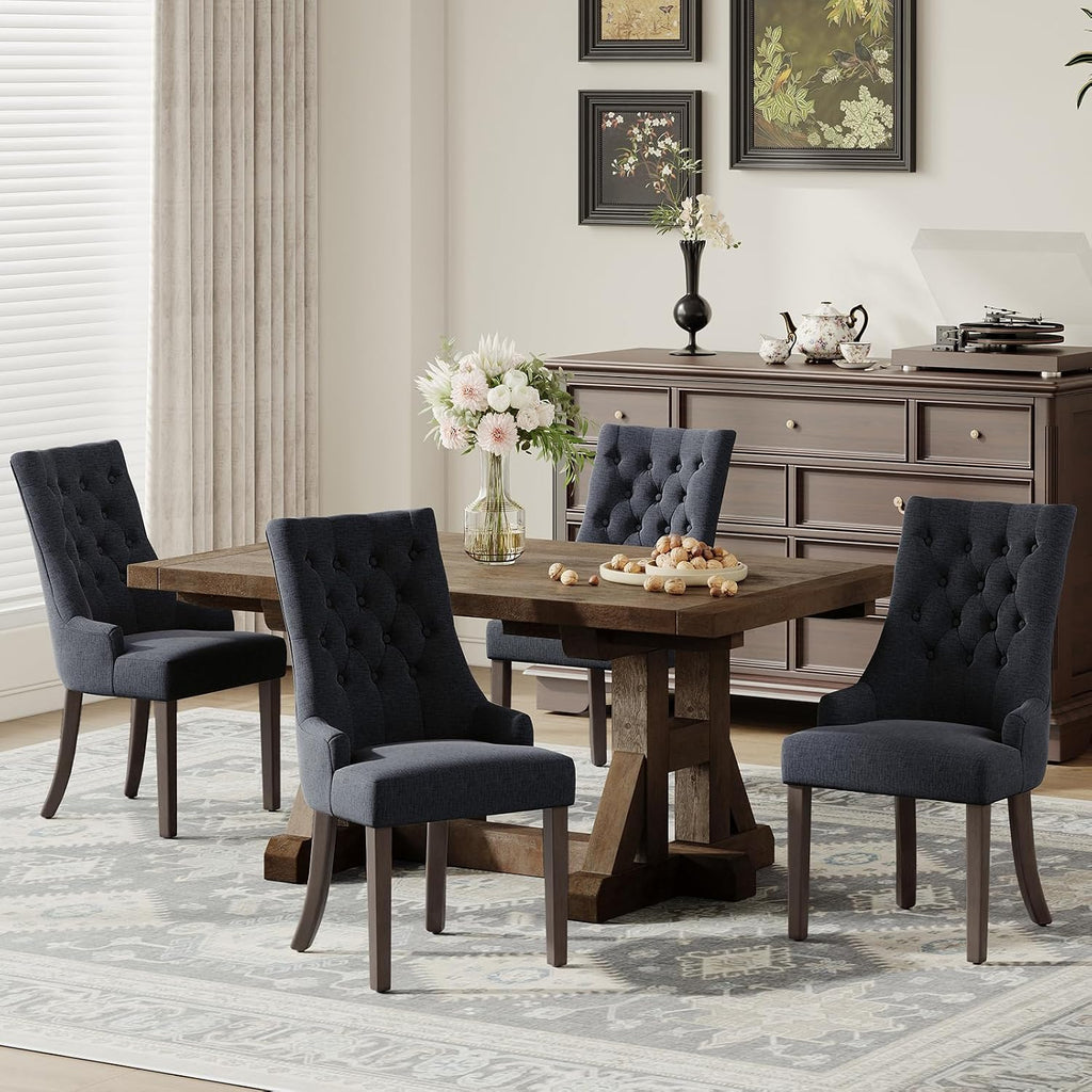 COLAMY Wingback Dining Chairs Set of 4, Black