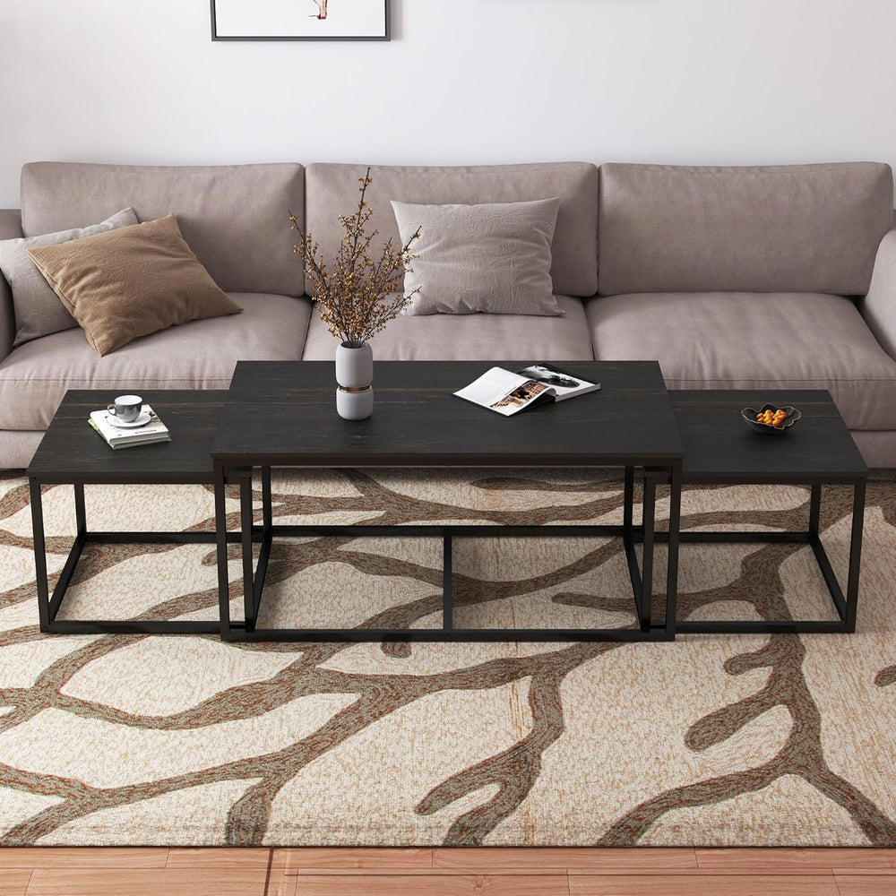 Nesting Coffee Tables,3 Piece Living Room Coffee Table,Industrial Rectangular...