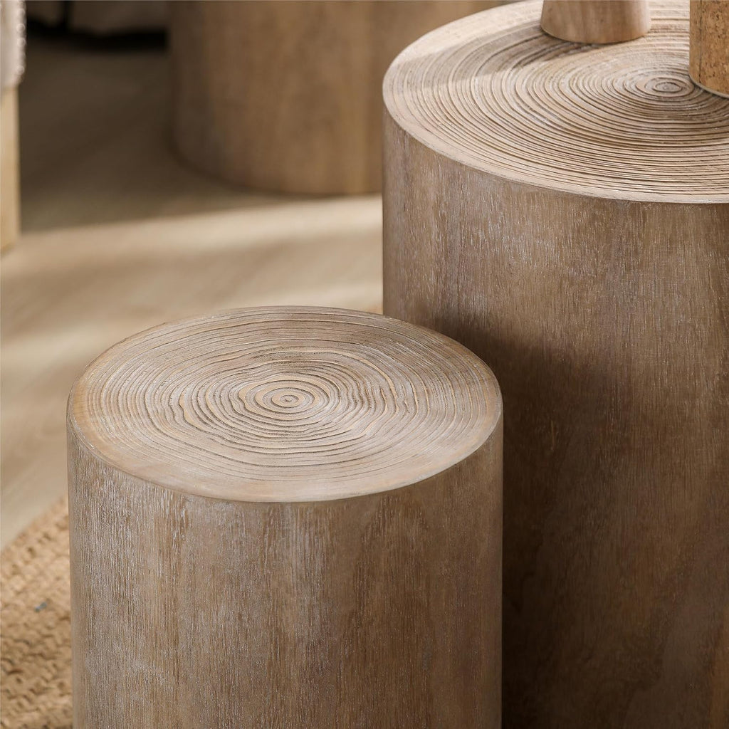 williamspace round nesting coffee table set of 3 showing dimensions
