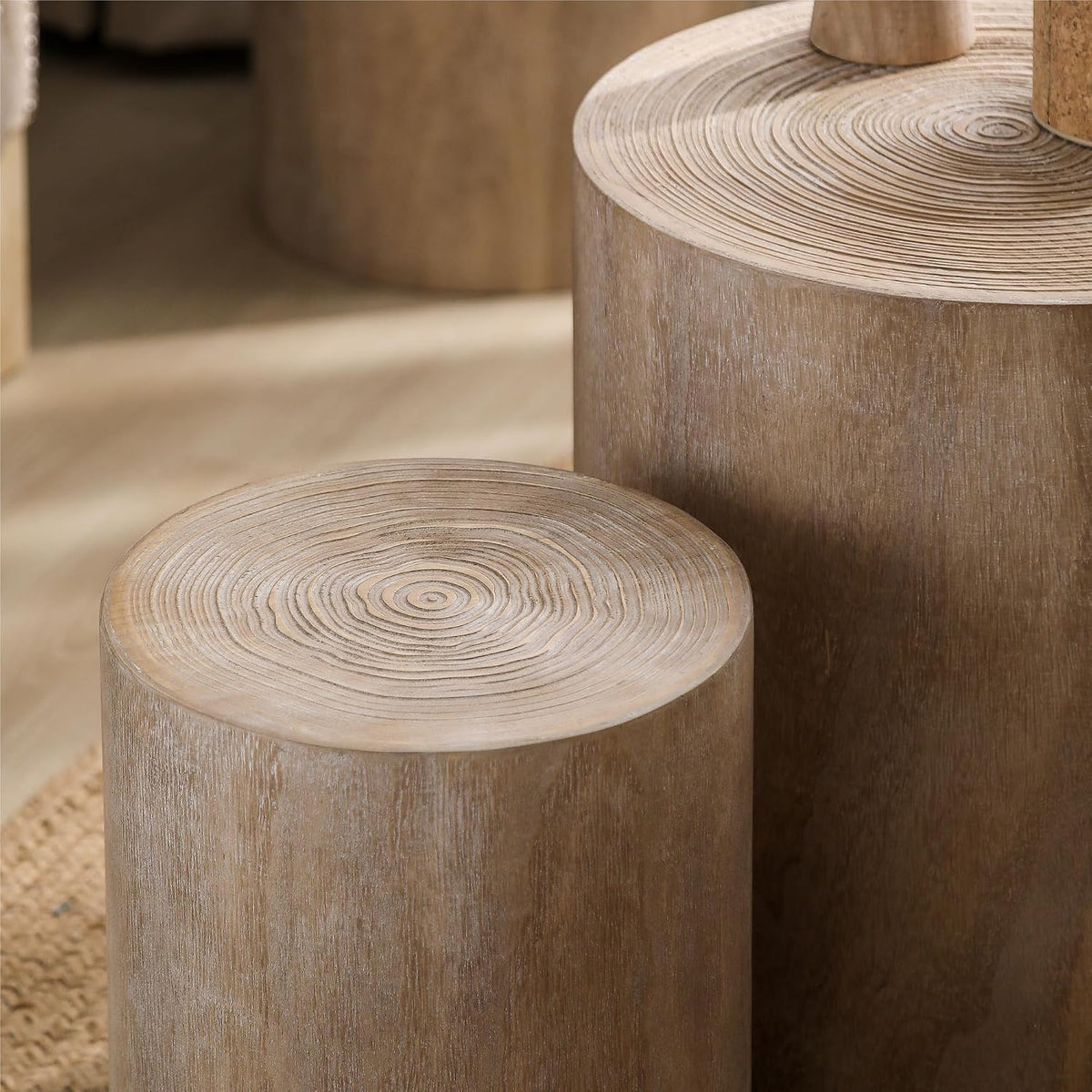 williamspace round nesting coffee table set of 3 showing dimensions