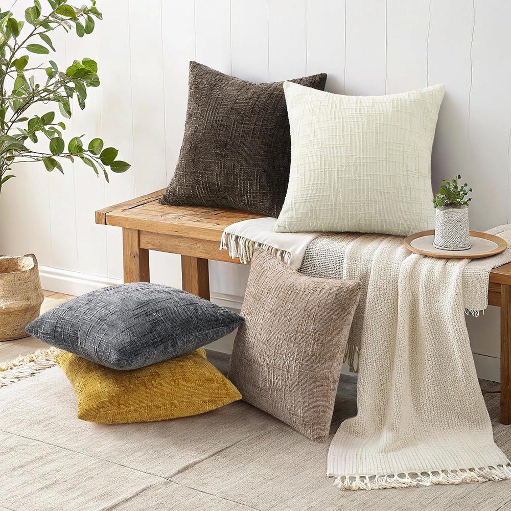decorUhome Christmas Textured Chenille Throw Pillow Covers 26x26 Set of 2