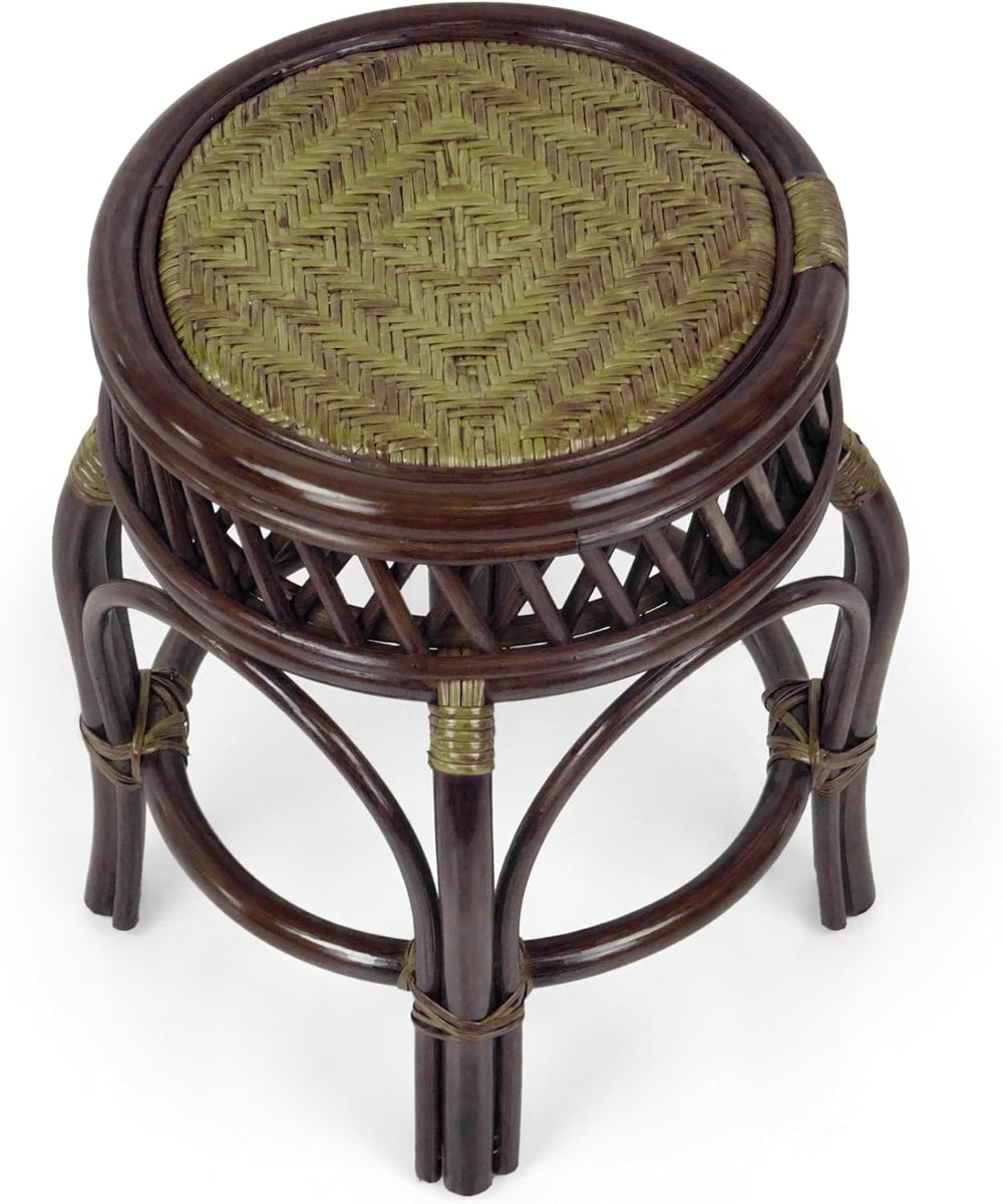 Ginger Handmade Rattan Wicker Stool Fully Assembled Dark Brown