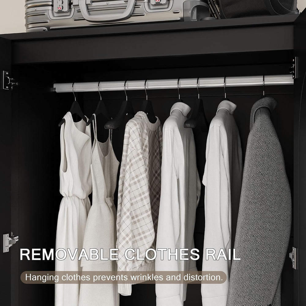 Einhomn Wooden Armoire Wardrobe Closet with 2 Doors and 2 Drawers,Freestandin...