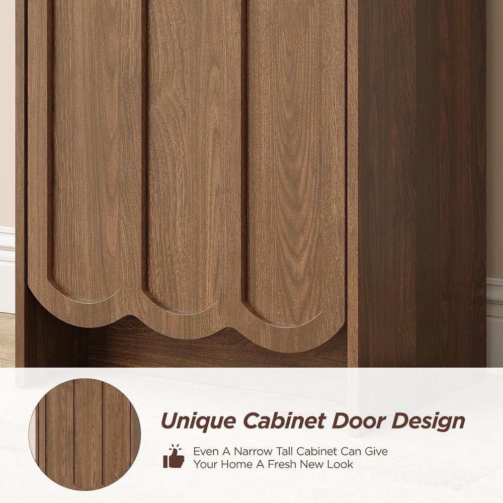 Vabches Tall Storage Cabinet with Arched Fluted Top, 67” Tall Bathroom Storag...