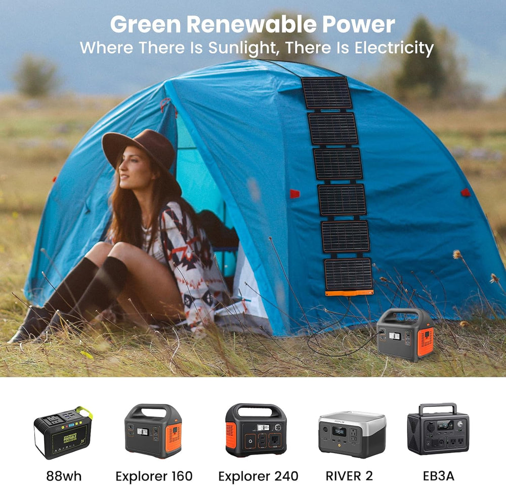 FlexSolar 60W Foldable Portable Solar Panel Charger IP67 Waterproof