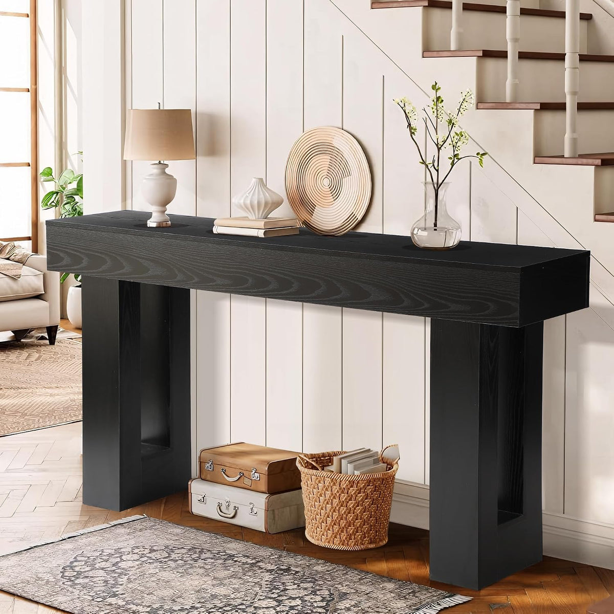 Depeht 63" Long Entryway Console Table, Wooden Sofa Behind Couch Table