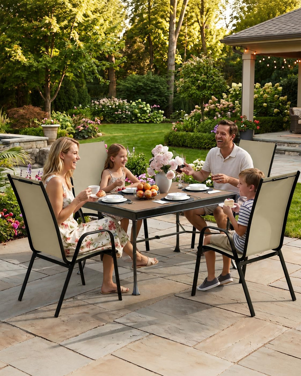 Patio Chairs Set of 4, Outdoor Dining Chairs, Beige