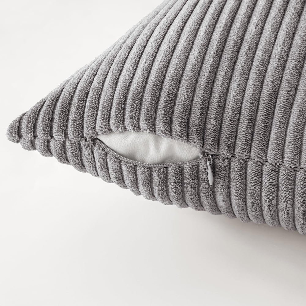 MIULEE Soft Corduroy Decorative Throw Pillow Covers Neutral Grey 20x20