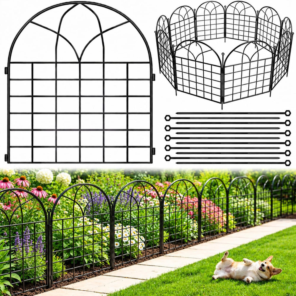 Tall Decorative Garden Fence, 25 ftx 32" H, Rustproof No Dig Fence, 10 Pack