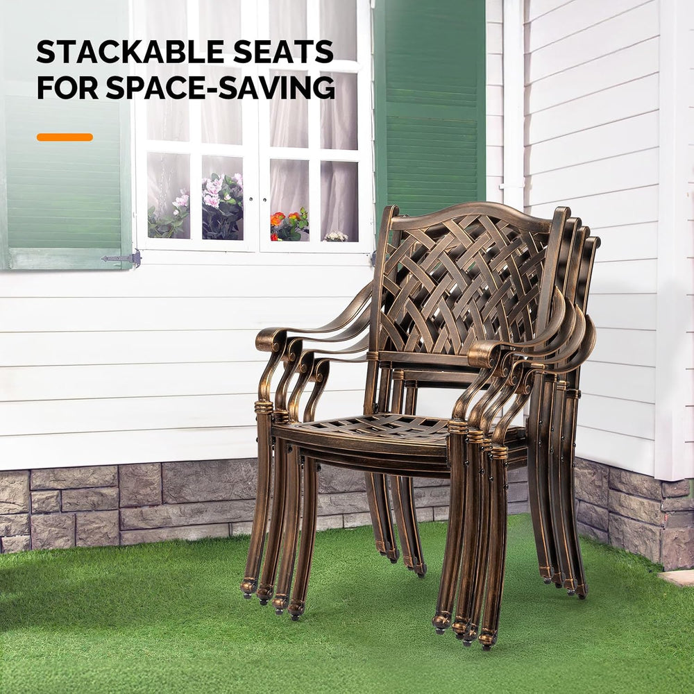 VINGLI Patio Chairs Set of 2 - Stackable Outdoor Cast Aluminum Dining Chairs ...