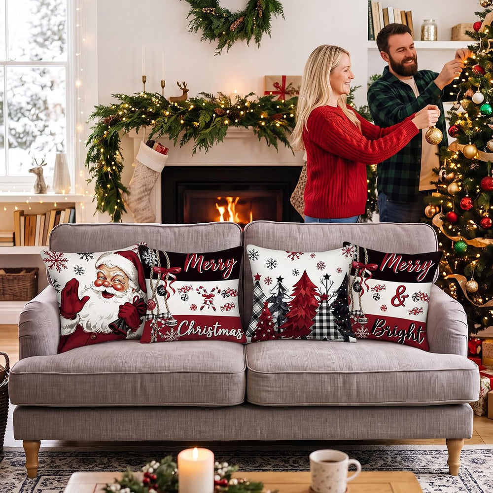 Peryiter 16 Pcs Seasonal Pillow Covers Holiday Pillow Covers 18 x 18 Inch for...