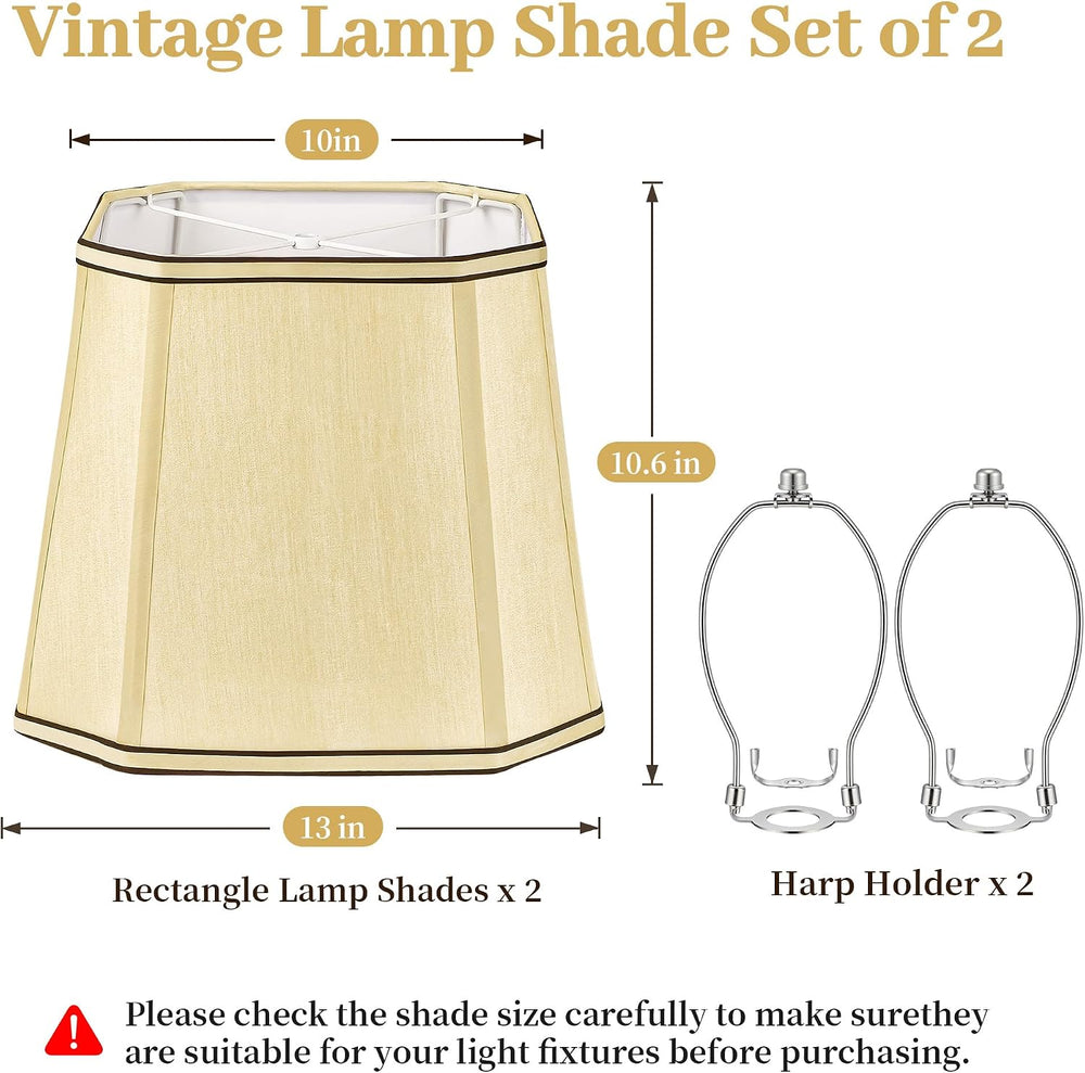 Gold Rectangle Lamp Shades Set of 2 for Table Lamp,10" x 13"x 10"