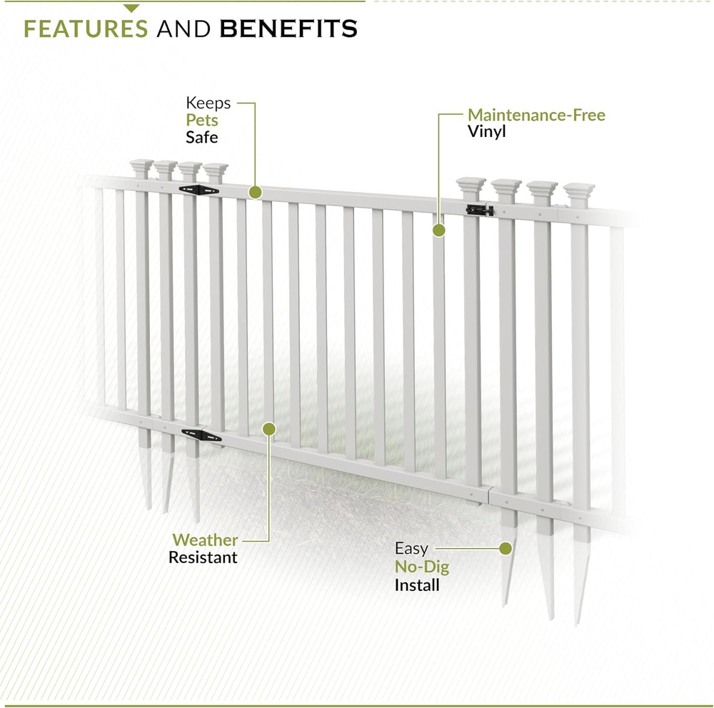 Zippity Baskenridge Picket Gate, White Vinyl DIY No Dig Kit