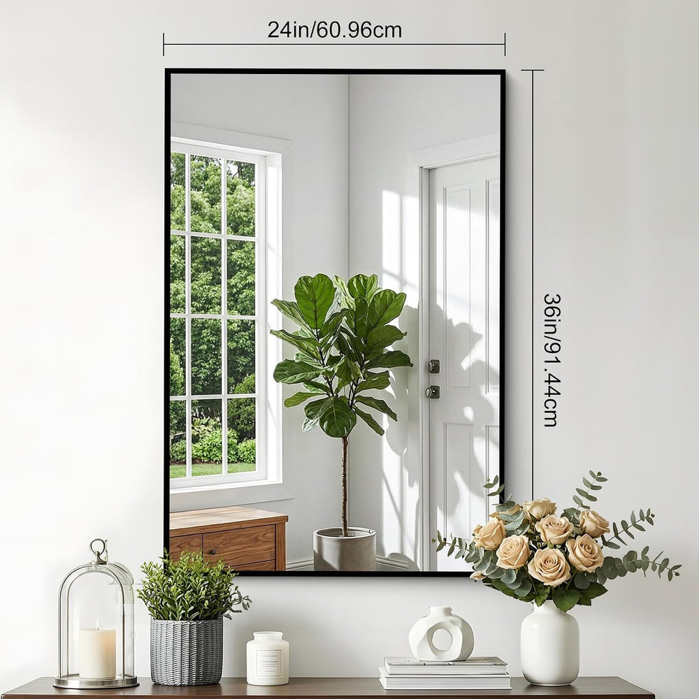 36" x 24" Bathroom Mirror, Bathroom Vanity Mirror-Black,