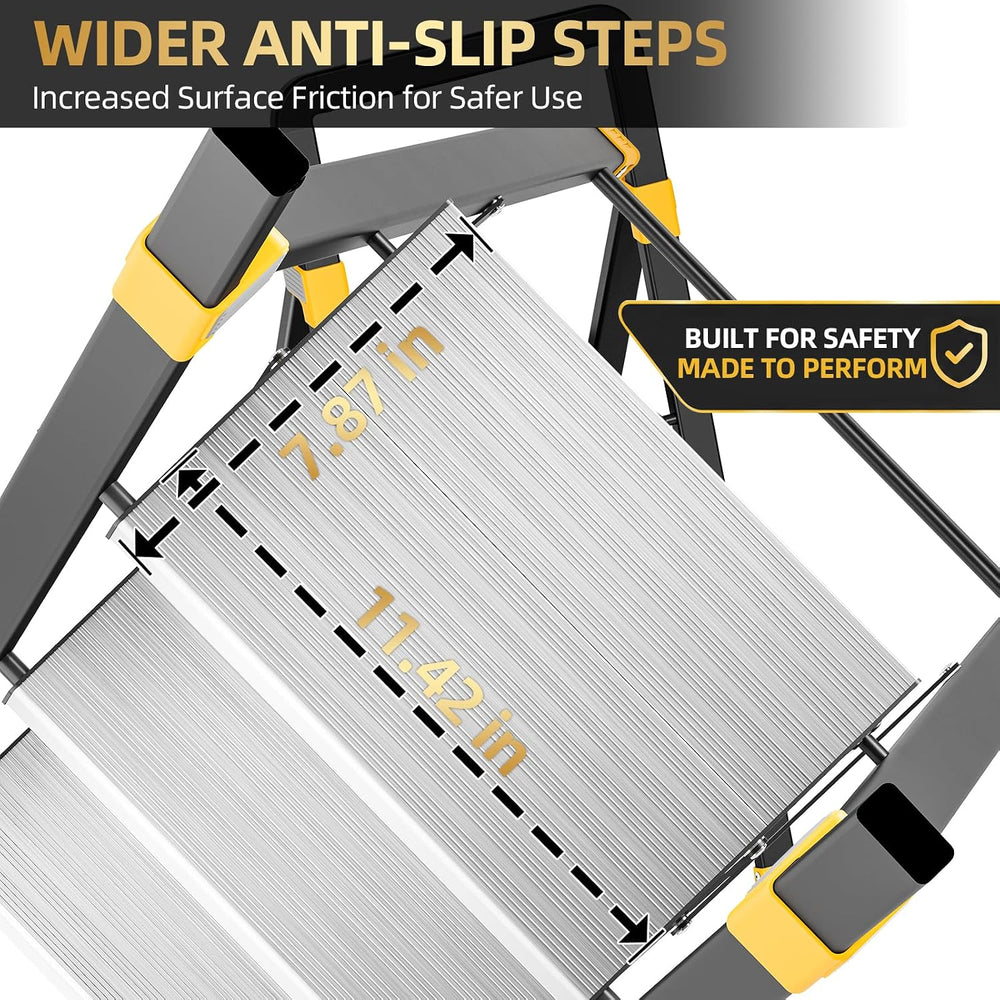 2 Step Ladder Lightweight Aluminum Folding Step Stool for Adults