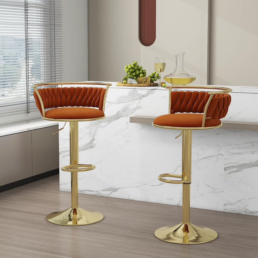 Velvet Swivel Bar Stools, Adjustable Counter Height Bar Chairs with Low Back ...
