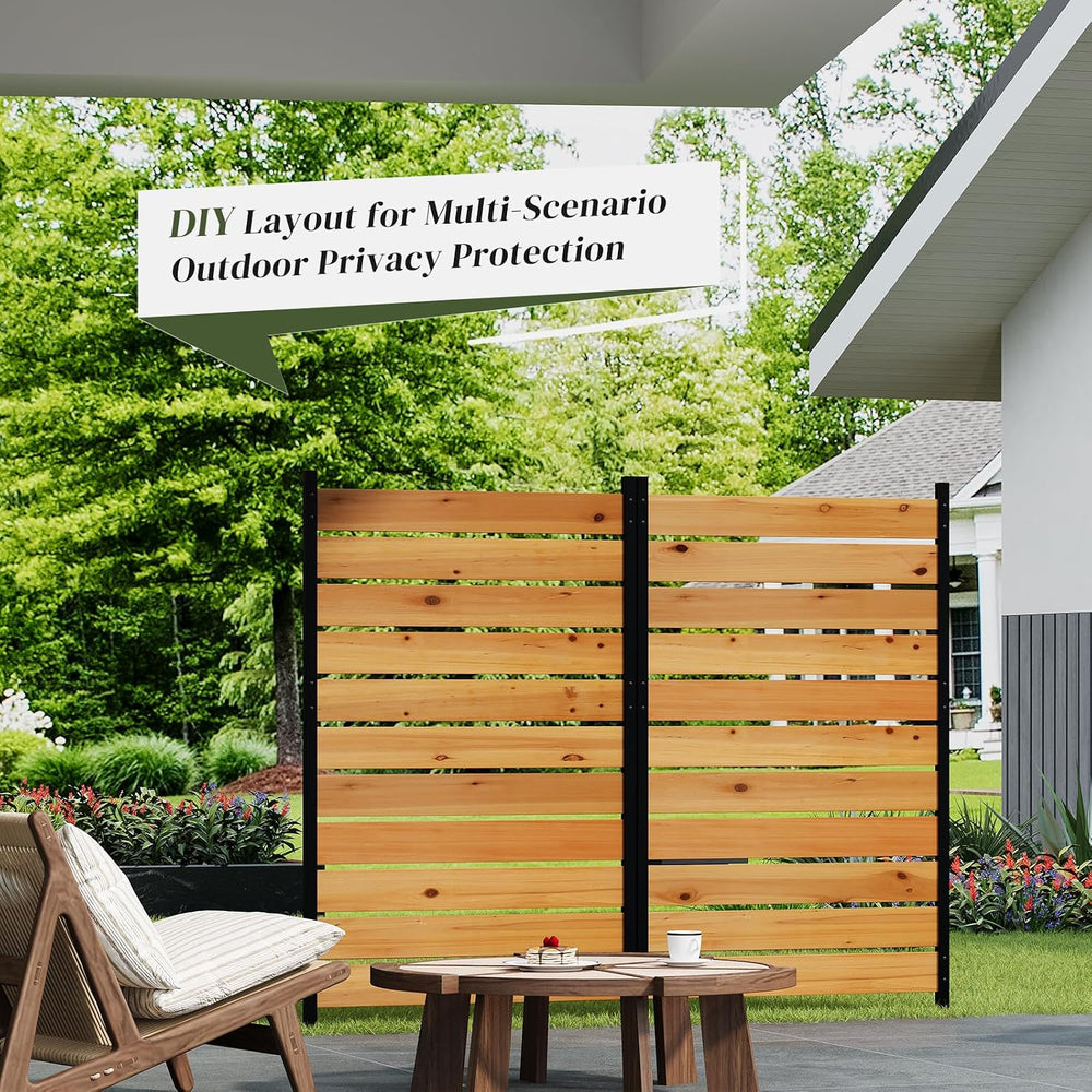 No Dig Wood Privacy Screen Fence Panel, Outdoor DIY Decorative Wall