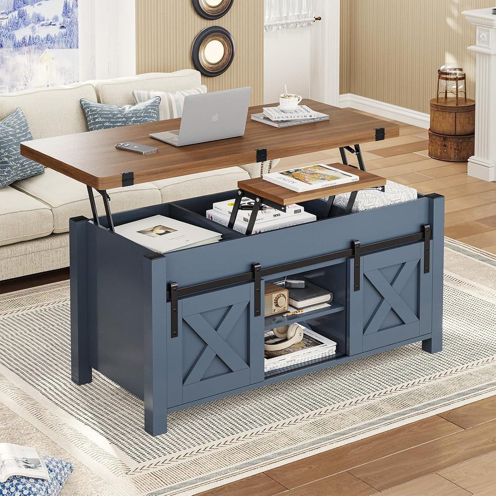 SEDETA Farmhouse Lift Top Coffee Table with Storage and Hidden Compartment