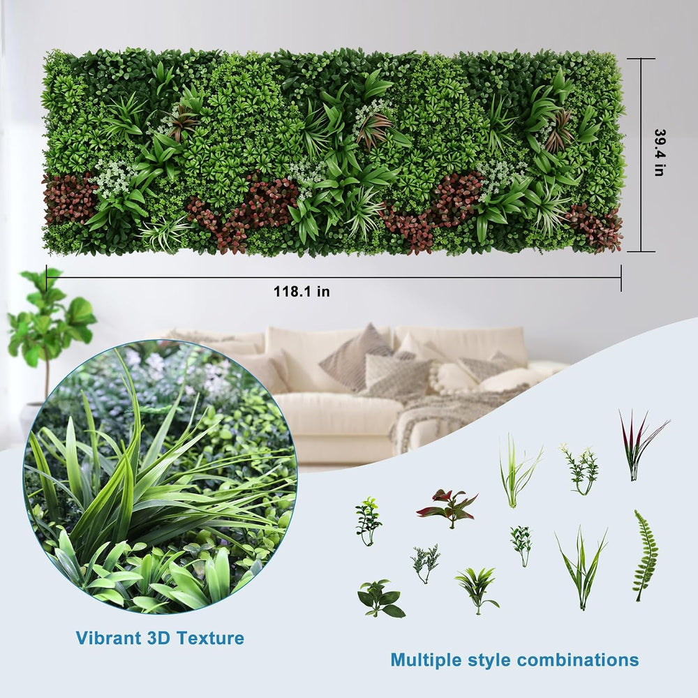 Artificial Ivy Privacy Fence 40"×120" Grass Wall Faux Greenery Back...