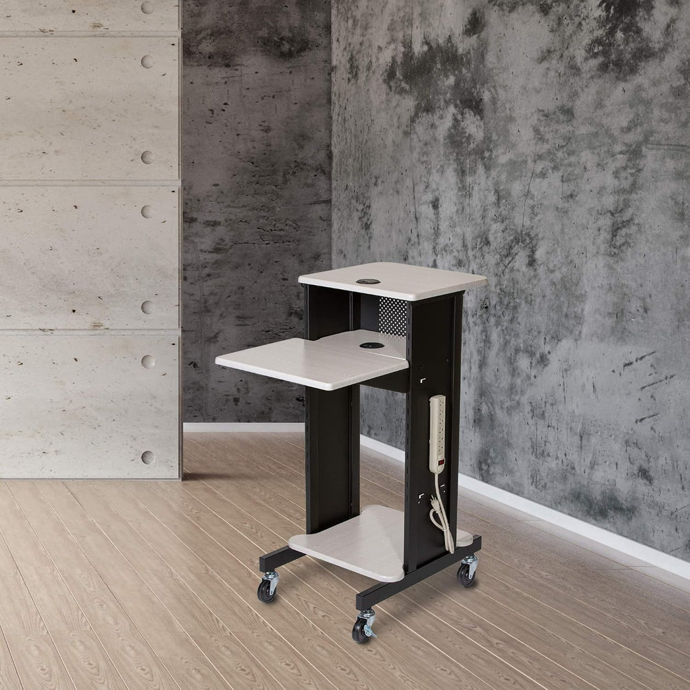 OEF Furnishings Presentation Cart and Stand, OEFPRC200, Steel Frame, Ivory Wo...