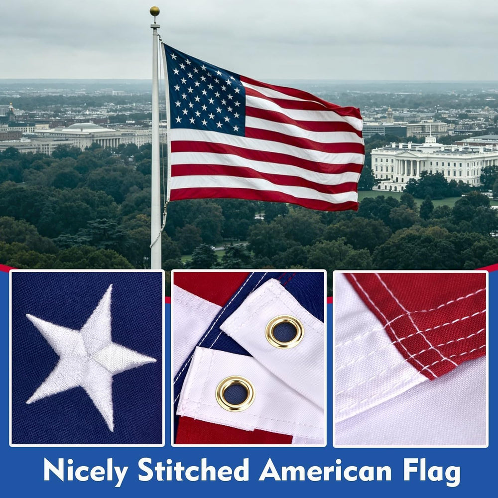 American Flags for Outside 5x8, HeavyDuty Spun Polyester American Flag for Hi...