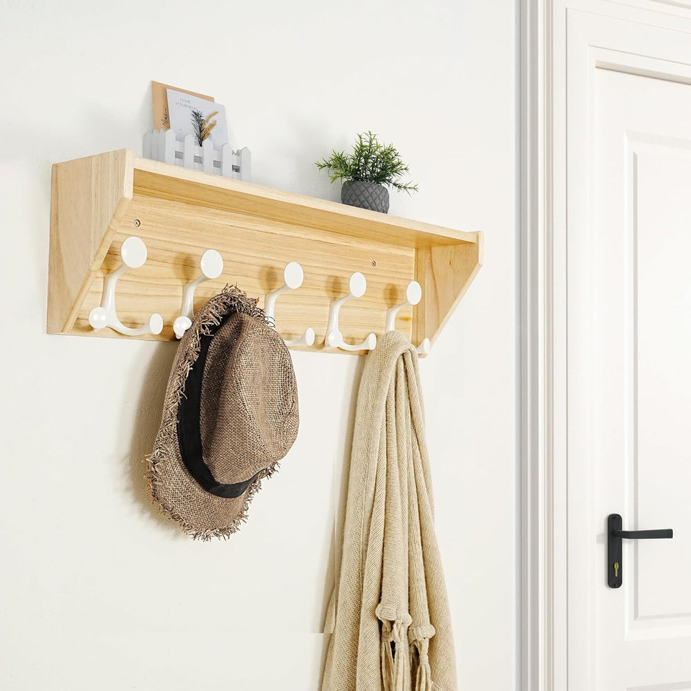 SKOLOO Wall Shelf with Hooks, 24-Inch Coat Rack Wall Mount with Shelf Organiz...