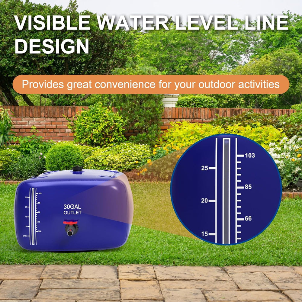 30 Gallon Water Bladder, 1000D PVC Foldable Portable Water Tank, Blue Large C...