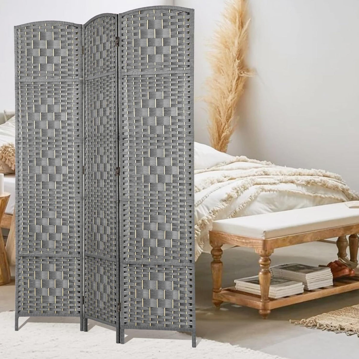 RHF Room Divider Panel,Partition Room Dividers,3 Panel Privacy Screen,Grey