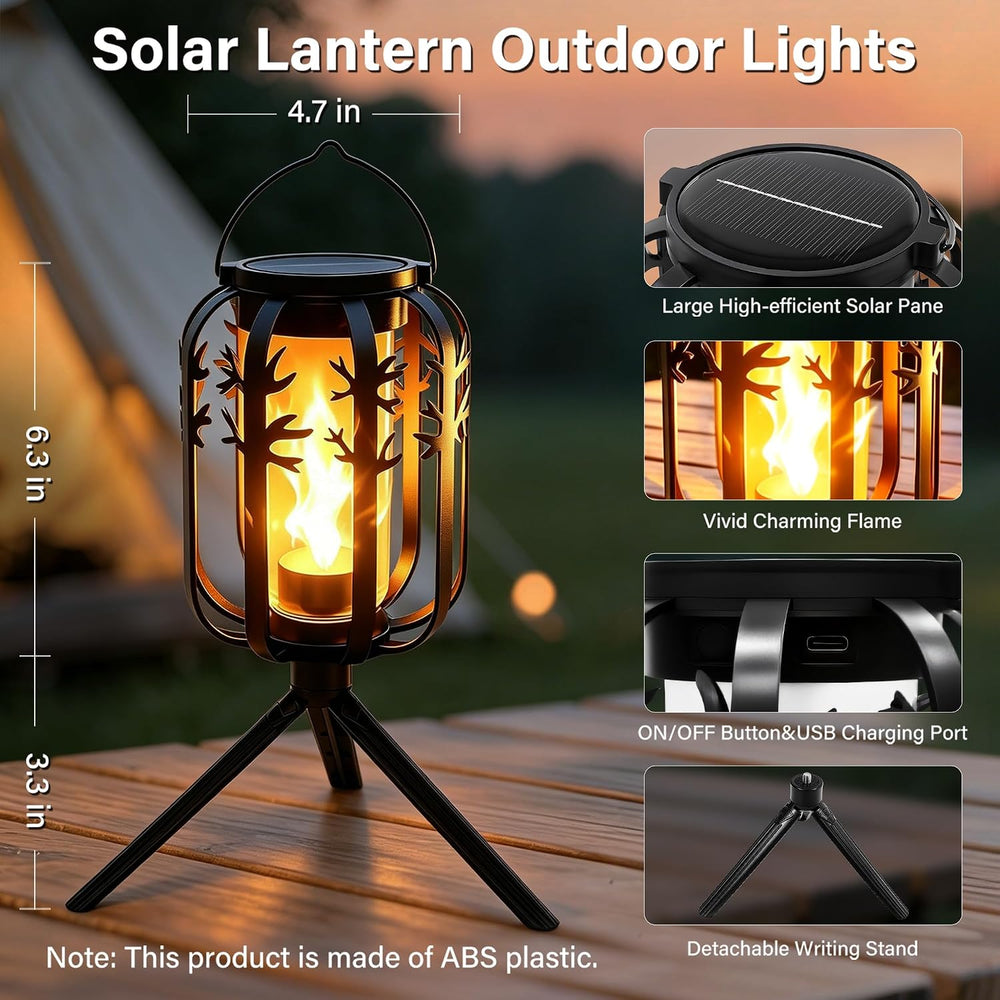 Halloween Solar Lanterns Outdoor 2Packs 4 Lighting Modes USB-C Rechargeable