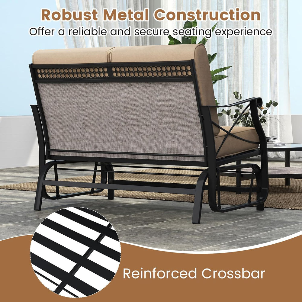 GIANTEX 2-Person Outdoor Glider, Rocking Chair Loveseat with Detachable Thick...