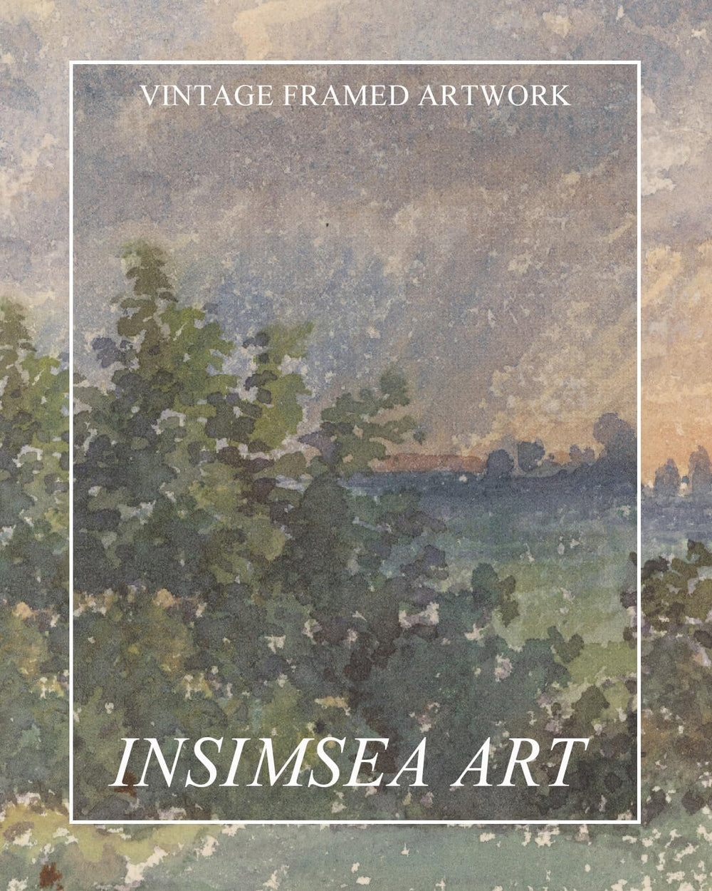 InSimSea Extra Large Framed Vintage Wall Art, Cloud under Sky Print,20x40In