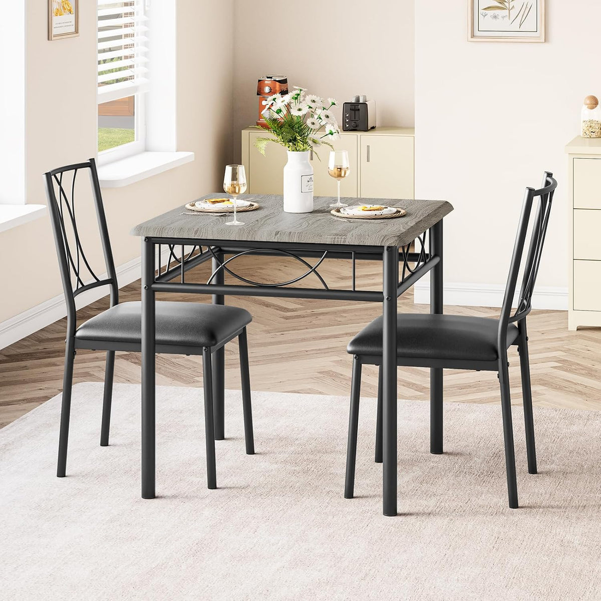 gaomon dining table set for 2, kitchen table shown in use